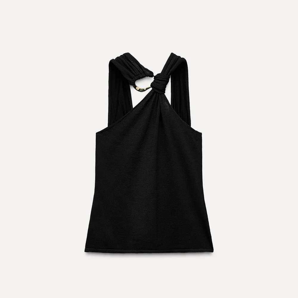 Zara Knotted top with golden appliqué